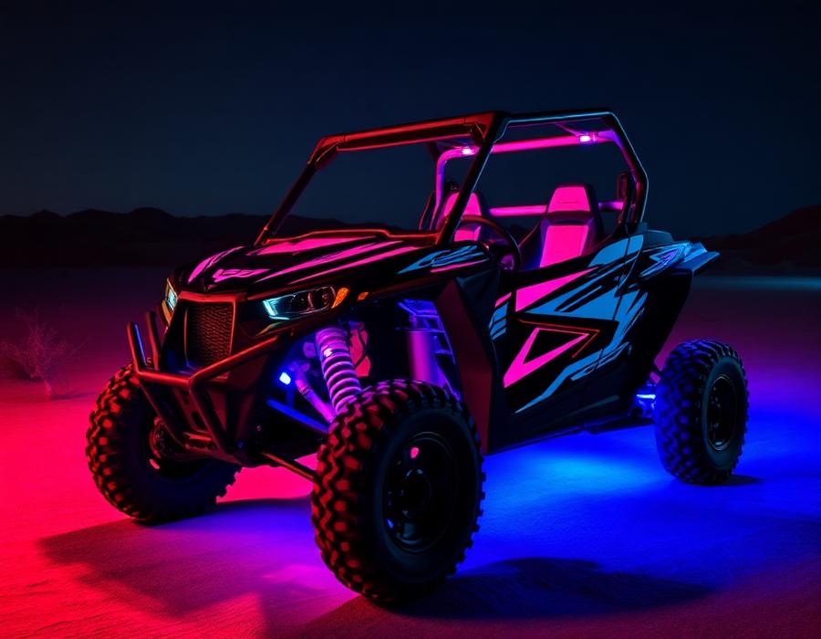 UTV con wrap personalizado y luces LED